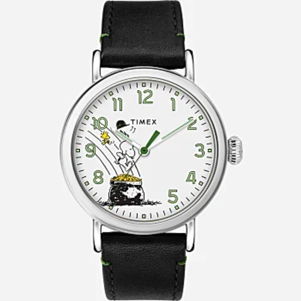 Timex x Peanuts Weekender St. Patrick's Day 40mm Watch w/Leather Strap